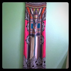 Geometric Print Smocked Maxi